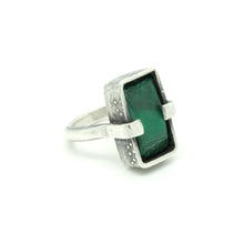 Malachite Embossed Silver Box Set Ring