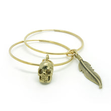 Small Gold Skull & Feather Oversized Hoop