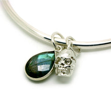 Small Skull & Labradorite Teardrop Bangle