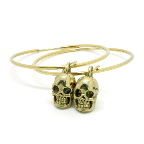 Small Gold Skull Oversized Hoops